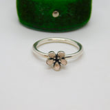 PANDORA Sterling Silver White Enamel Floral Dress Ring Vintage c2000