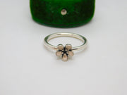 PANDORA Sterling Silver White Enamel Floral Dress Ring Vintage c2000