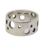 Studio Sterling Silver Novelty Cheese Form Band Ring Vintage c1990 London