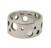 Studio Sterling Silver Novelty Cheese Form Band Ring Vintage c1990 London