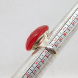 Sterling Silver Faceted Carnelian Chunky Statement Ring Modern c1990 Size P