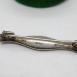 Sterling Silver & Black Enamel Floral Mourning Brooch Antique c1920 Art Deco