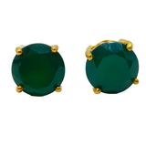 Pair of Gold On Sterling Silver Faceted Jadeite Stud Earrings Vintage c1970
