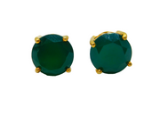 Pair of Gold On Sterling Silver Faceted Jadeite Stud Earrings Vintage c1970