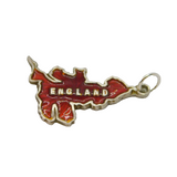 Sterling Silver Red Enamel England Map Outline Charm Pendant Vintage c1970s