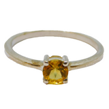 Sterling Silver Citrine Solitaire Dress Ring Vintage c1970 Size N 1/2