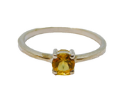Sterling Silver Citrine Solitaire Dress Ring Vintage c1970 Size N 1/2