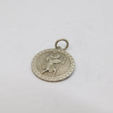 Sterling Silver Patterned Edge St Christopher Travel Charm Pendant Vintage c1970