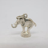 Sterling Silver Elephant on Pedestal Charm Pendant Vintage c1970