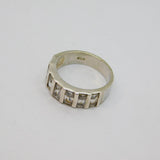 Sterling Silver 7 Emerald Cut Spinel Half Eternity Ring Modern c1990 Size N 1/2