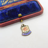 Sterling Silver and Enamel 'Wales' Travel Shield Charm Vintage c1970