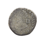 Charles I Hammered Half-Groat Twopence Coin Antique 1632-33 Harp Mint