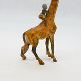 19th Century Cold Painted Vienna Bronze Children Climbing Giraffe Figurine c1860