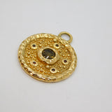 Italian Sterling Silver Gilt Smoky Quartz & Garnet Charm Pendant Modern c2000s