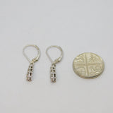 Pair of Sterling Silver Graduating Triple CZ Leverback Earrings Vintage c2000