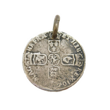 King William III Sterling Silver Drilled Sixpence Coin Charm Antique 1697