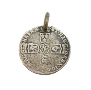 King William III Sterling Silver Drilled Sixpence Coin Charm Antique 1697