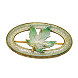 Sterling Silver Gilt Richard Hemsley Enamel Maple Leaf Form Brooch Antique c1910