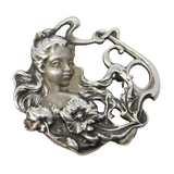 Art Nouveau Style Sterling Silver Fairy Form Brooch Pin Vintage c1970