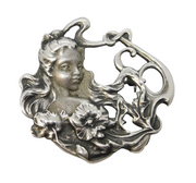 Art Nouveau Style Sterling Silver Fairy Form Brooch Pin Vintage c1970