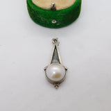 Sterling Silver Pearl Drop Charm Pendant Vintage c1970