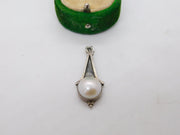 Sterling Silver Pearl Drop Charm Pendant Vintage c1970