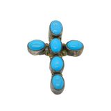Sterling Silver Chunky Turquoise Cross Studio Style Pendant Vintage c1970