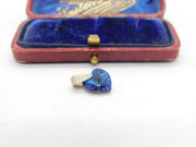 Sterling Silver Blue Glass Heart Charm Pendant Vintage c1970