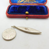 Sterling Silver & Mother Of Pearl Feathered Drop Pendant Vintage c1970