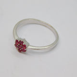 Sterling Silver 7 Stone Ruby Flower Dress Ring Vintage c1970 Size N 1/2