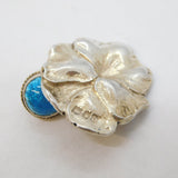 Art Nouveau Sterling Silver & Enamel Floral Button Antique 1900 London