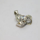 Sterling Silver CZ Set Floral Drop Charm Pendant Vintage c2000