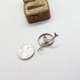Sterling Silver Circus Dolphin Jumping Through Hoop Charm Pendant Vintage c1970