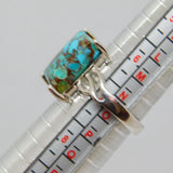 Sterling Silver Turquoise Pillow Cut Statement Ring Vintage c1970 Size N 1/2