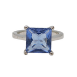 Sterling Silver & Cushion Cut Iolite Dress Ring Vintage c2000s