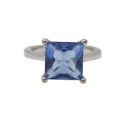 Sterling Silver & Cushion Cut Iolite Dress Ring Vintage c2000s