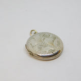 Sterling Silver Foliage Pattern Round Locket Charm Pendant Vintage c1970