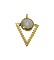 Sterling Silver Gilt Faceted Moonstone Cabochon Triangle Pendant Vintage c1990