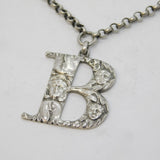 Victorian Sterling Silver Floral 'B' Initial Brandy Decanter Label Antique