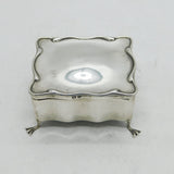 Victorian Sterling Silver Paw Foot Jewellery Box Antique 1901 Birmingham