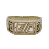 Sterling Silver Greek Key Design Signet Band Ring Vintage c1970 Size U