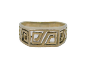 Sterling Silver Greek Key Design Signet Band Ring Vintage c1970 Size U
