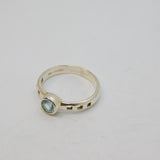 Sterling Silver Rennie Macintosh Style Blue Topaz Ring Vintage c1970 Size O 1/2