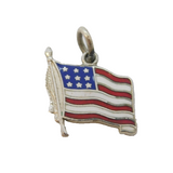 Sterling Silver Enamel USA Flag Charm Pendant Vintage c1970s