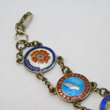 Sterling Silver & Colourful Enamel Bahamas Souvenir Bracelet Antique c1940