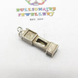 Sterling Silver Opeanble Grandfather Clock Charm Pendant Vintage c1970