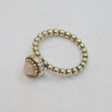 Sterling Silver Rose Quartz Beaded Style Stacking Ring Contemporary c2000 Size J