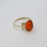 Sterling Silver Baltic Amber Oval Studio Band Ring Vintage c1990 Size L