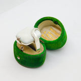 Sterling Silver Natural White Stone Swirl Front Studio Ring Vintage c1990 Size P