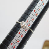 Sterling Silver Ring With Teardrop Diamond Paste Vintage c1970 Size O